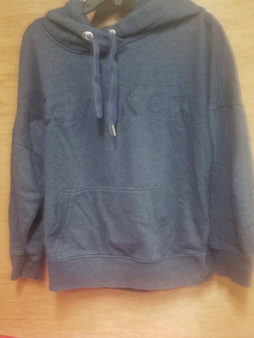Calvin Klein Performance Navy Blue Pullover Hoodie with Tonal Embroidered Logo M